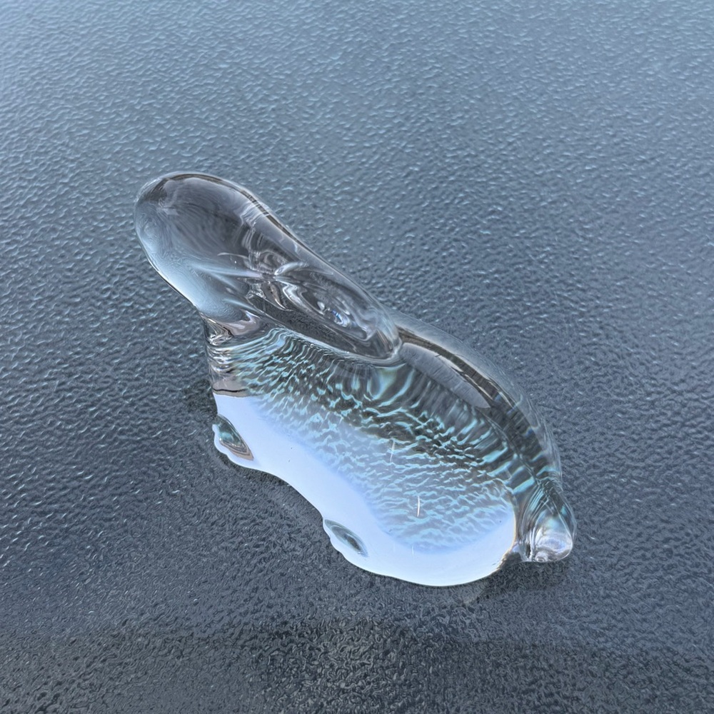 Small Clear Crystal Glass Sitting Bunny Rabbit Paperweight Collectible Figurine - Picture 7 of 8
